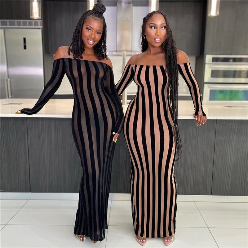 Striped Slim Dress for Women