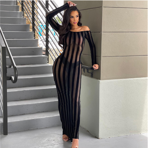 Striped Slim Dress for Women