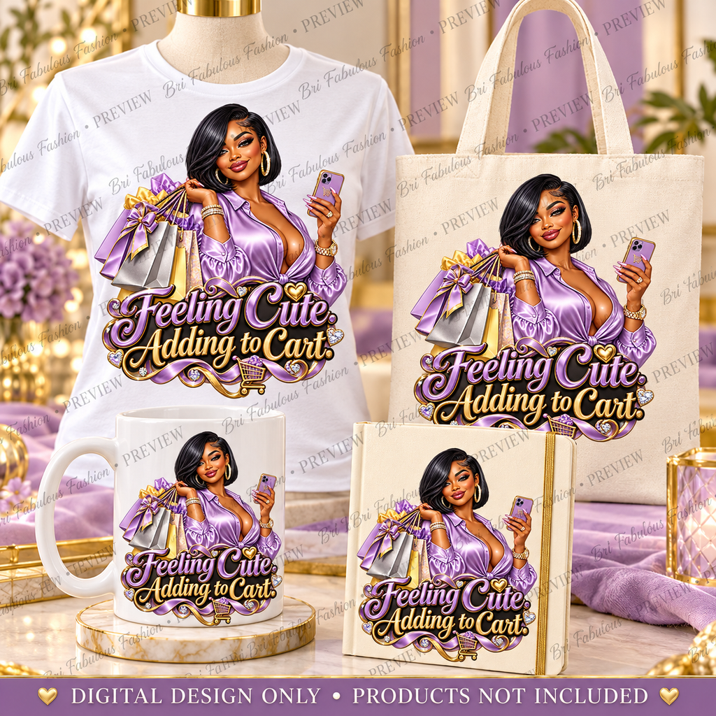 Feeling Cute Adding to Cart Digital PNG Download